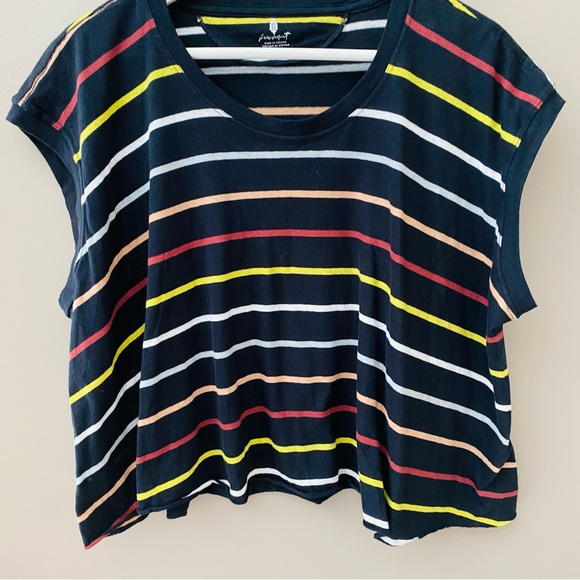Free People Rising Tide Striped Tee Sz XS - Picture 3 of 10